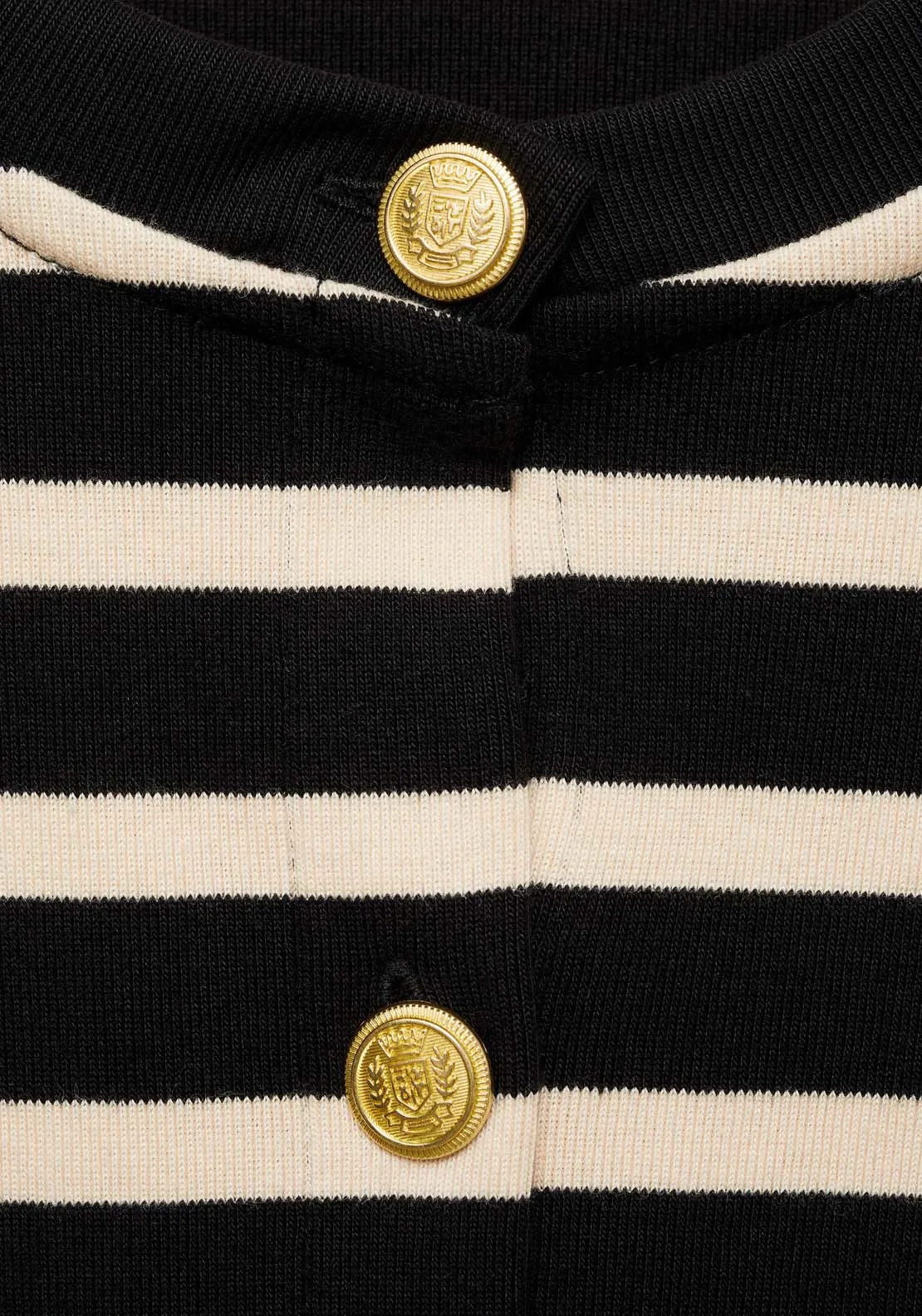 Striped cardigan with buttons - Black