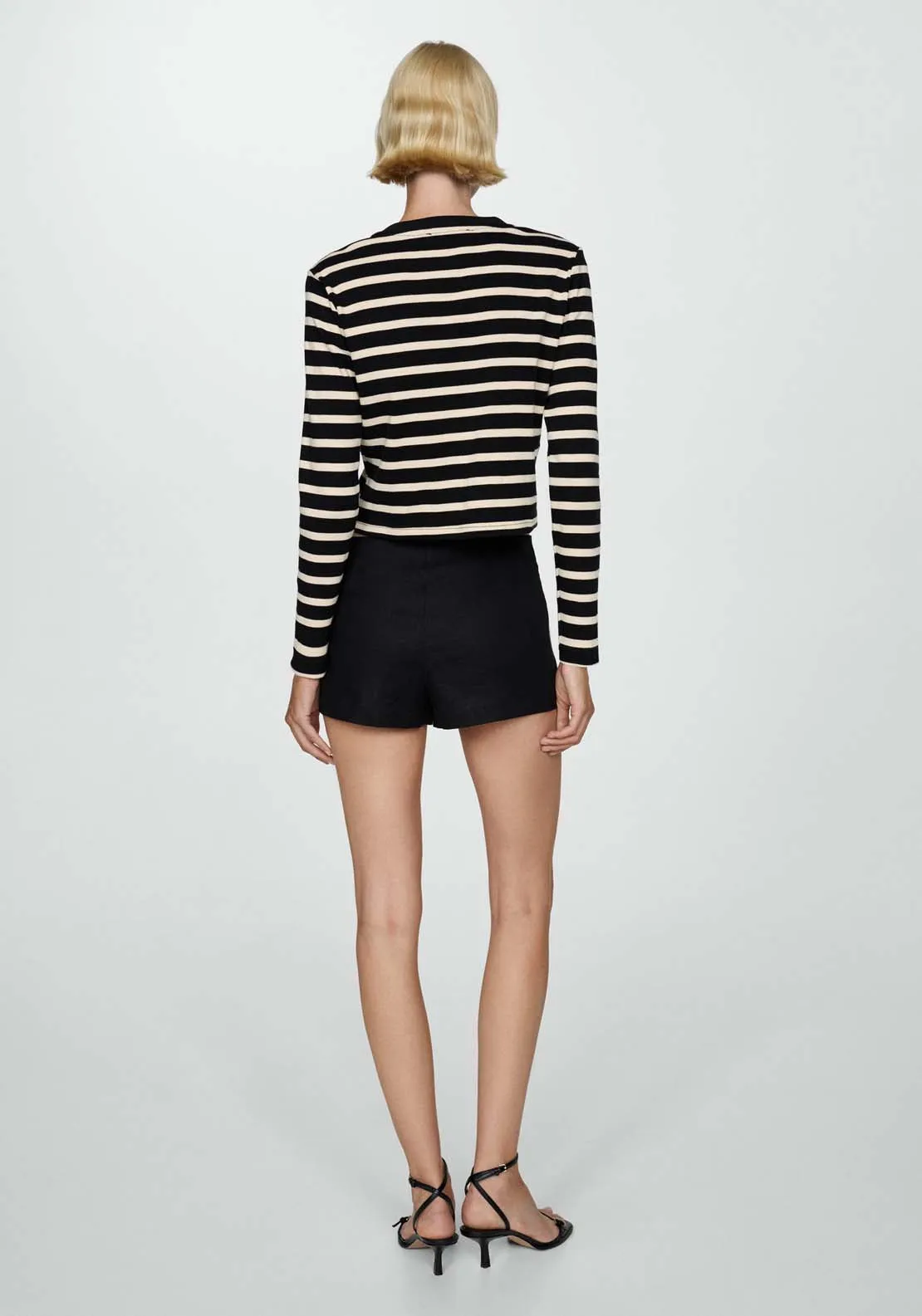 Striped cardigan with buttons - Black