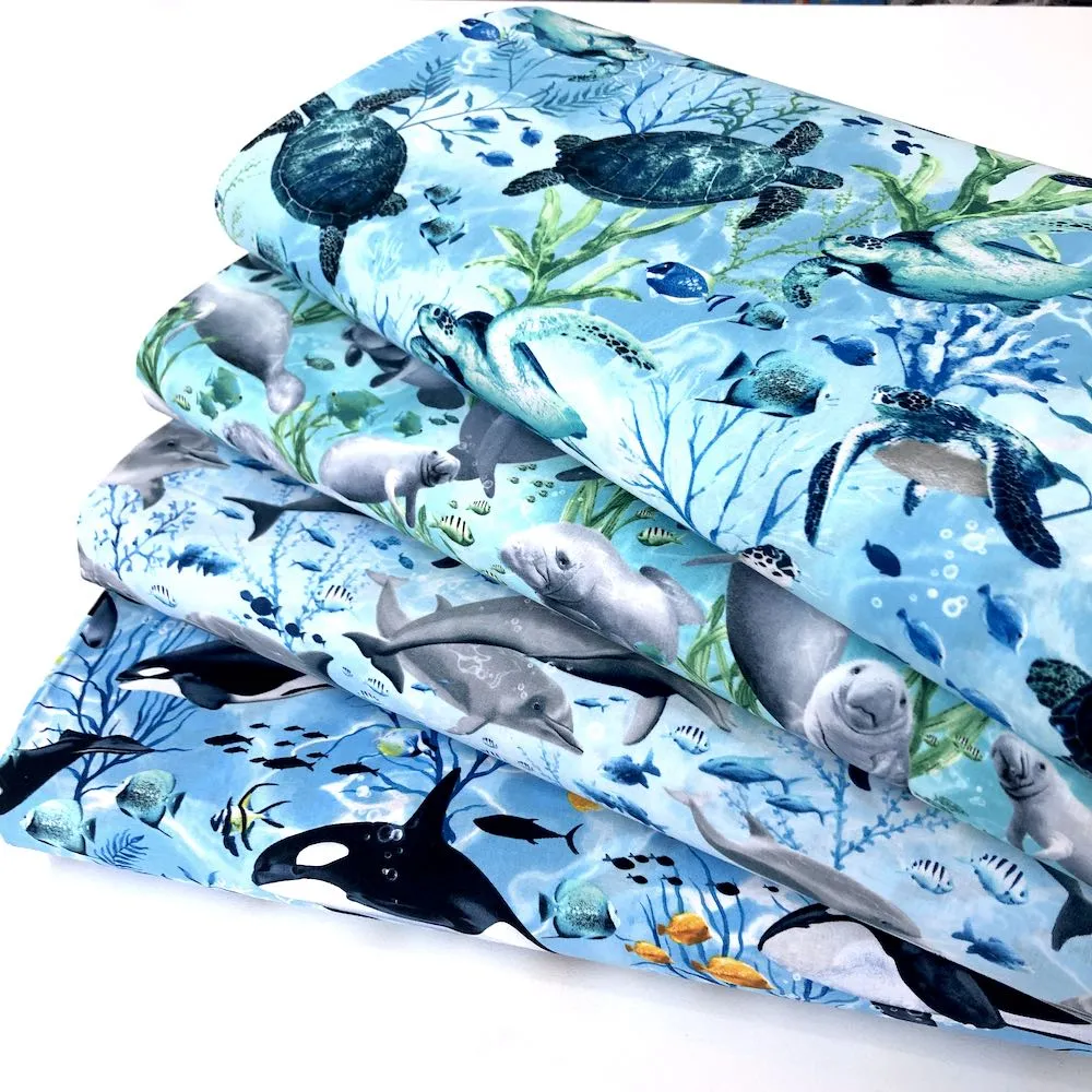 Swimming Sea Turtles Blue