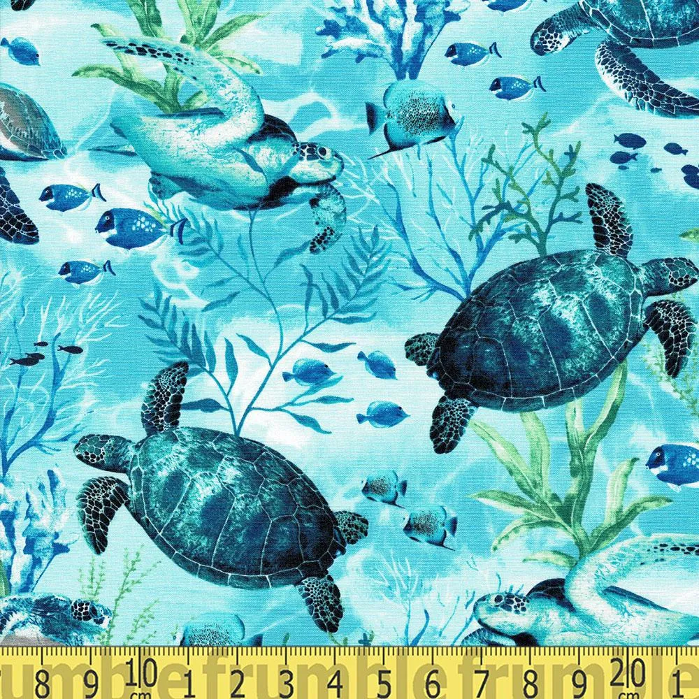 Swimming Sea Turtles Blue
