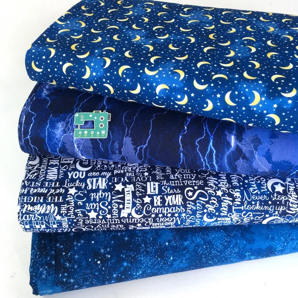 Timeless Treasures - Crackling Lightning Bolts - Blue
