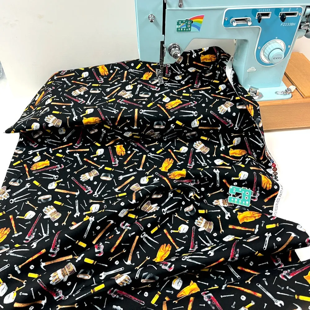 Timeless Treasures Fabric - Garage Workshop Tools - Black