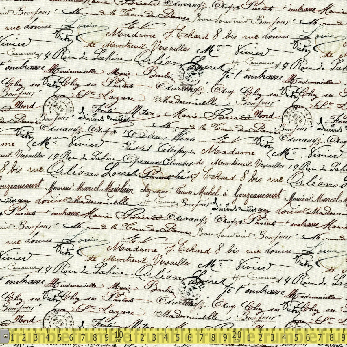 Timeless Treasures Fabric - Handwriting Text - Cream