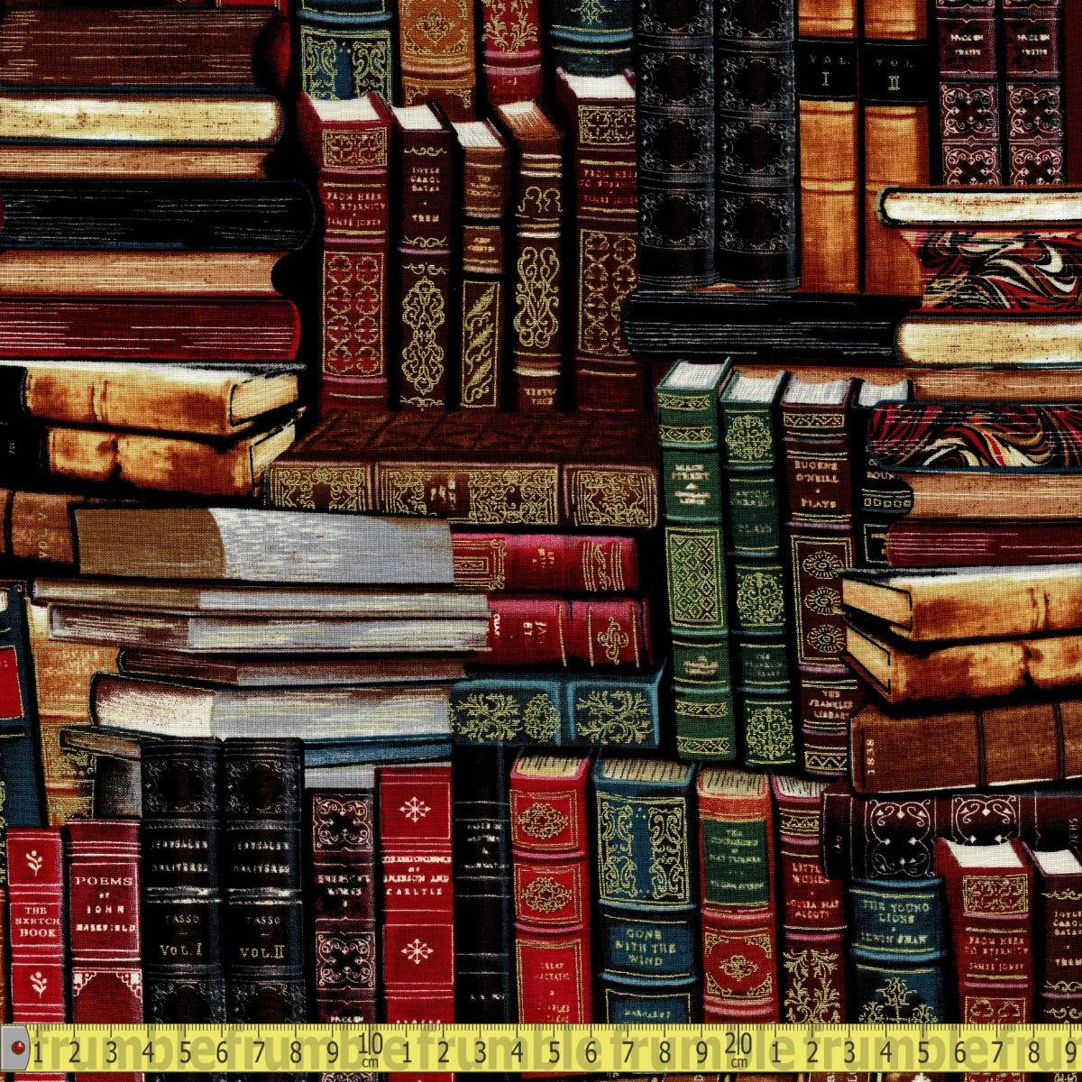 Timeless Treasures Fabric - Metallic Library Books - Multi