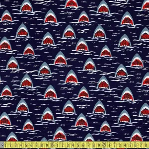 Timeless Treasures - Scary Sharks - Nautical