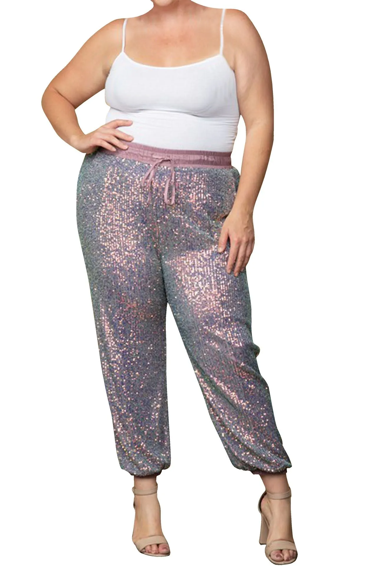 Two Tone Purple Sequin Pant Plus