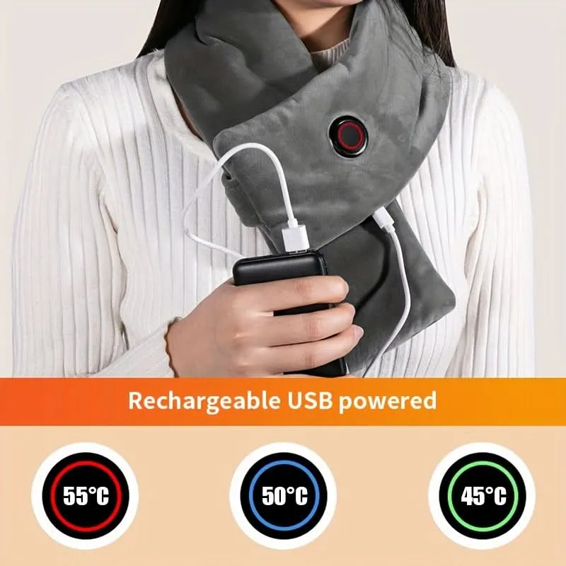 USB Heated Neck Warmer – 3-Speed Cotton Scarf