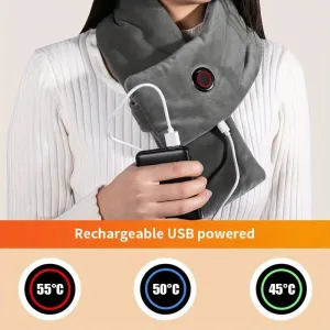 USB Heated Neck Warmer – 3-Speed Cotton Scarf