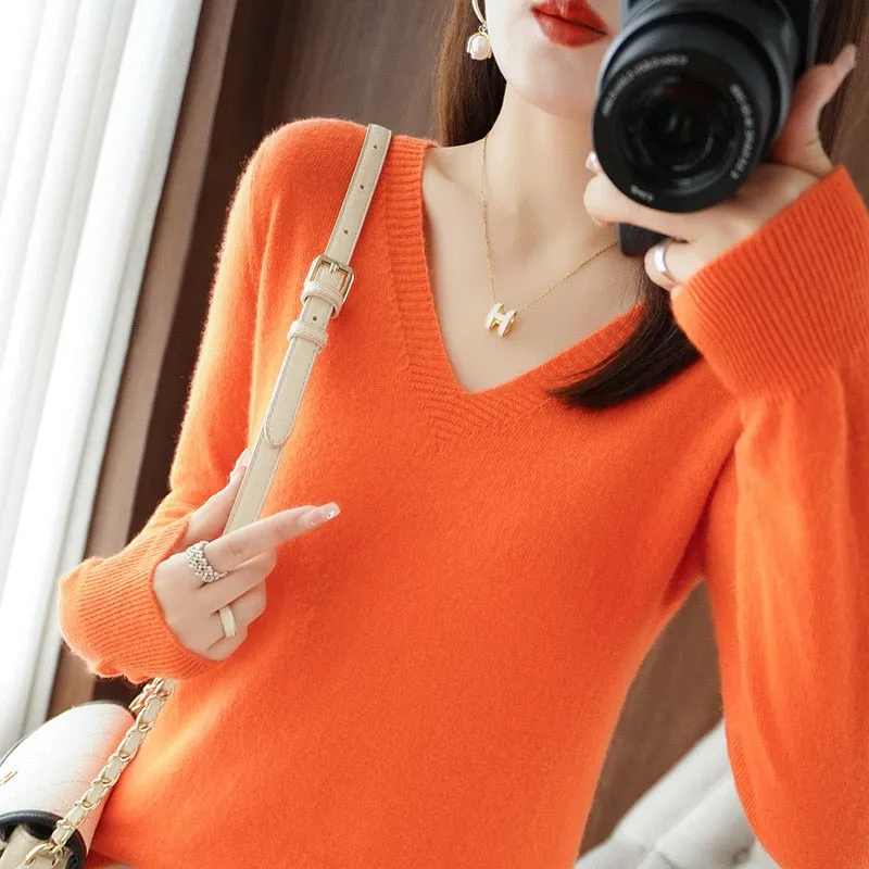 V-Neck Slim Fit Soft Sweaters