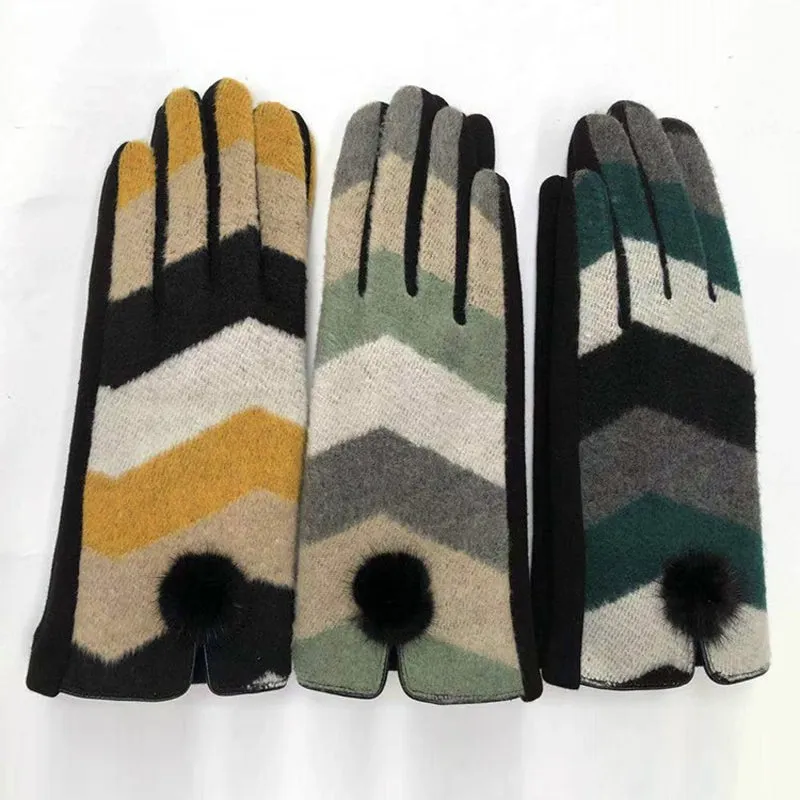 Vintage Striped Warm Gloves