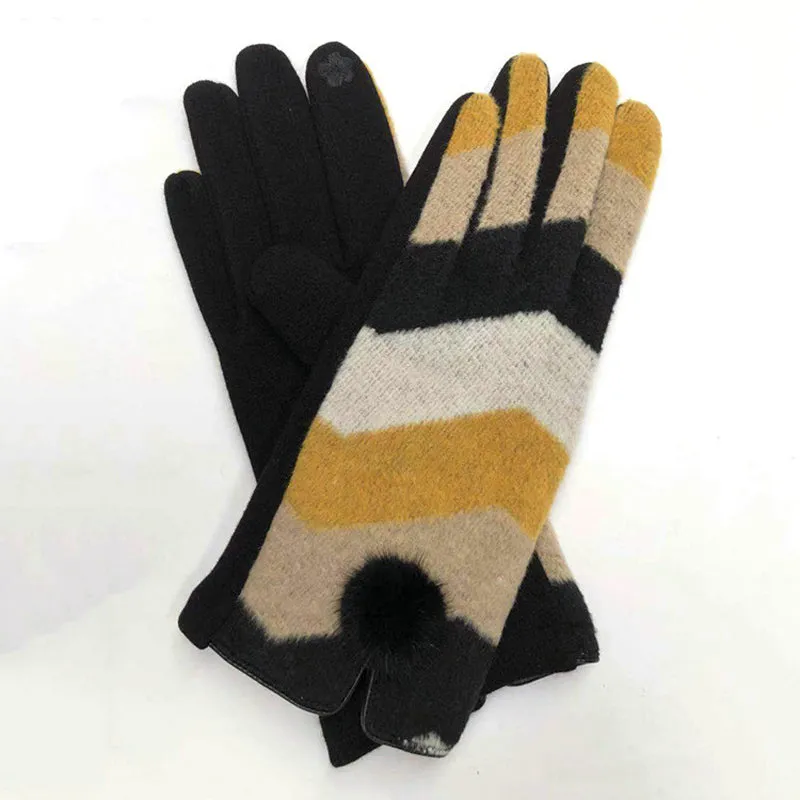 Vintage Striped Warm Gloves