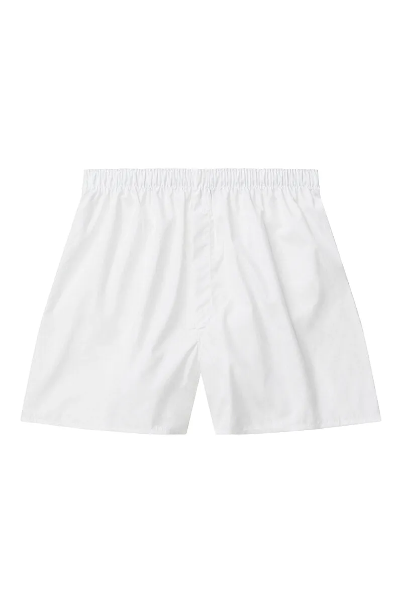 White Poplin Cotton Boxer Shorts