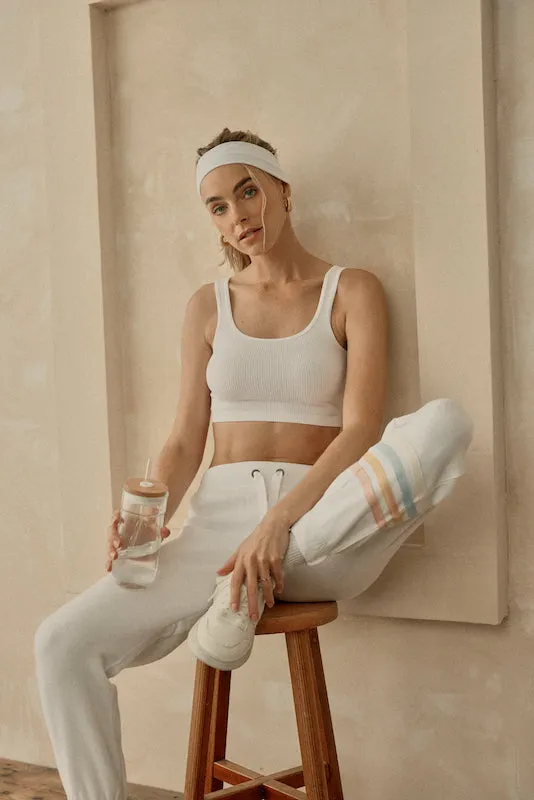White w/ Summer Stripe Heather Jogger