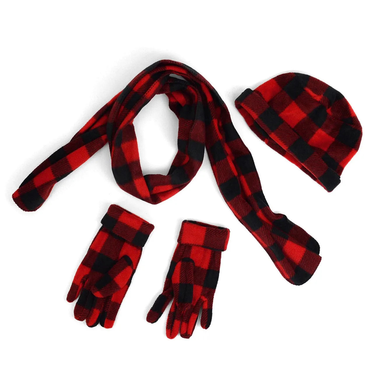 Winter Fleece Pop of Plaid 3-piece Set