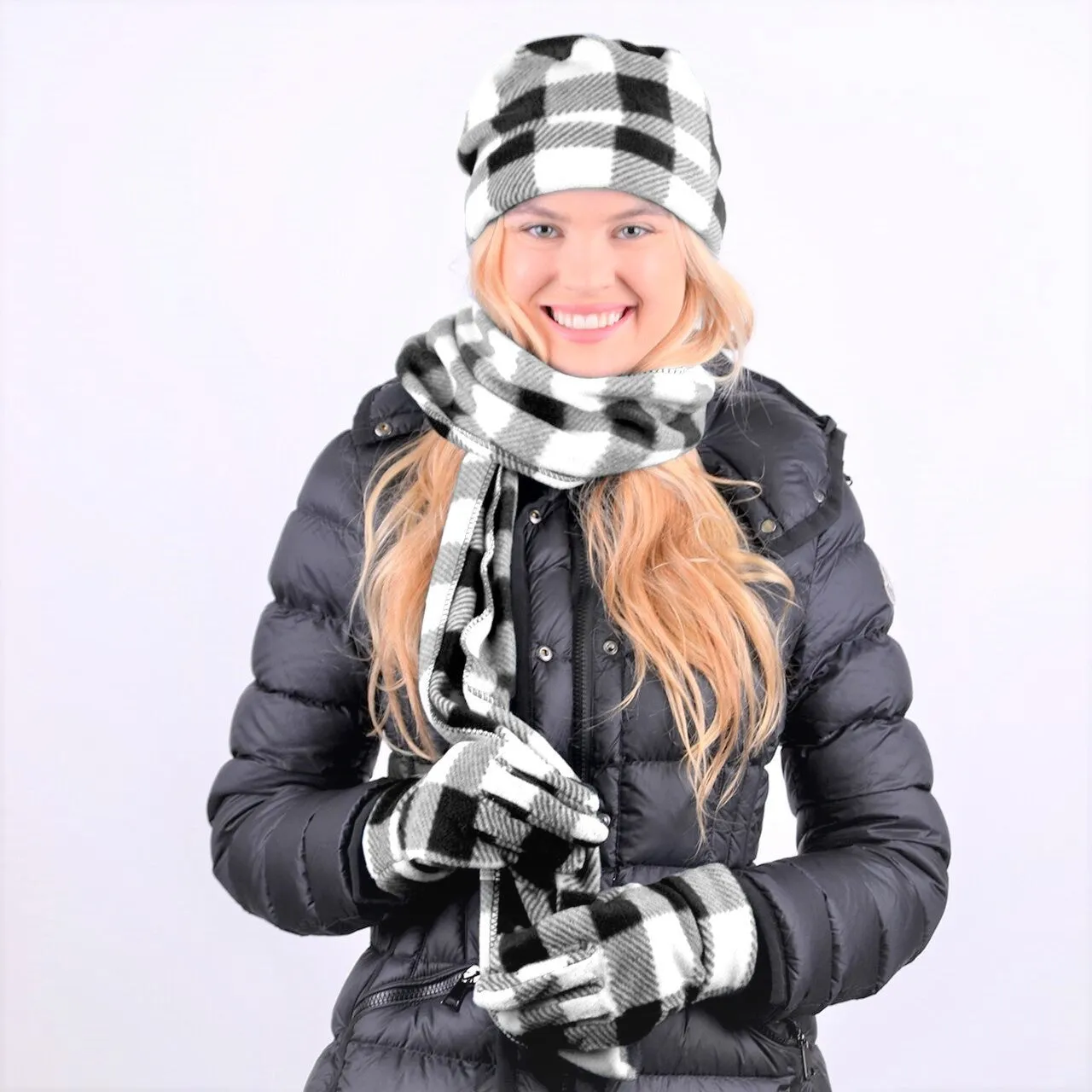 Winter Fleece Pop of Plaid 3-piece Set