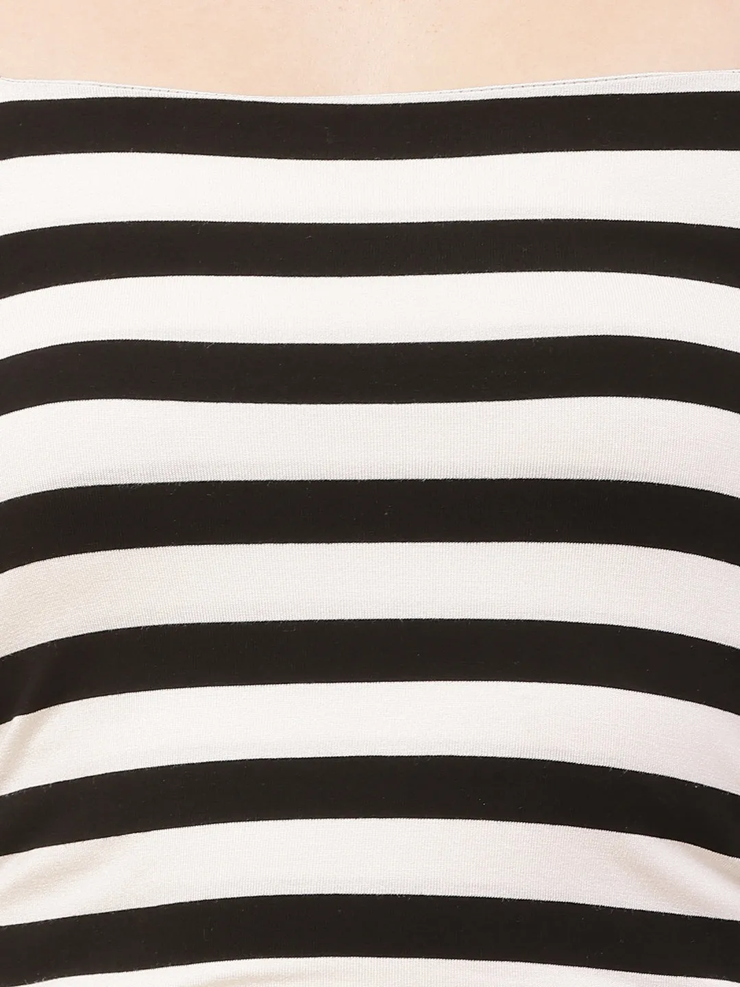 Women Black and White Striped Top