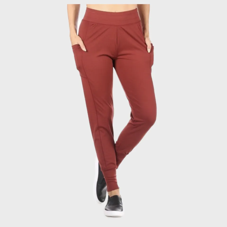 Women's Joggers Pants High Waisted Side Pockets Cuffed Hem Casual Track Pants