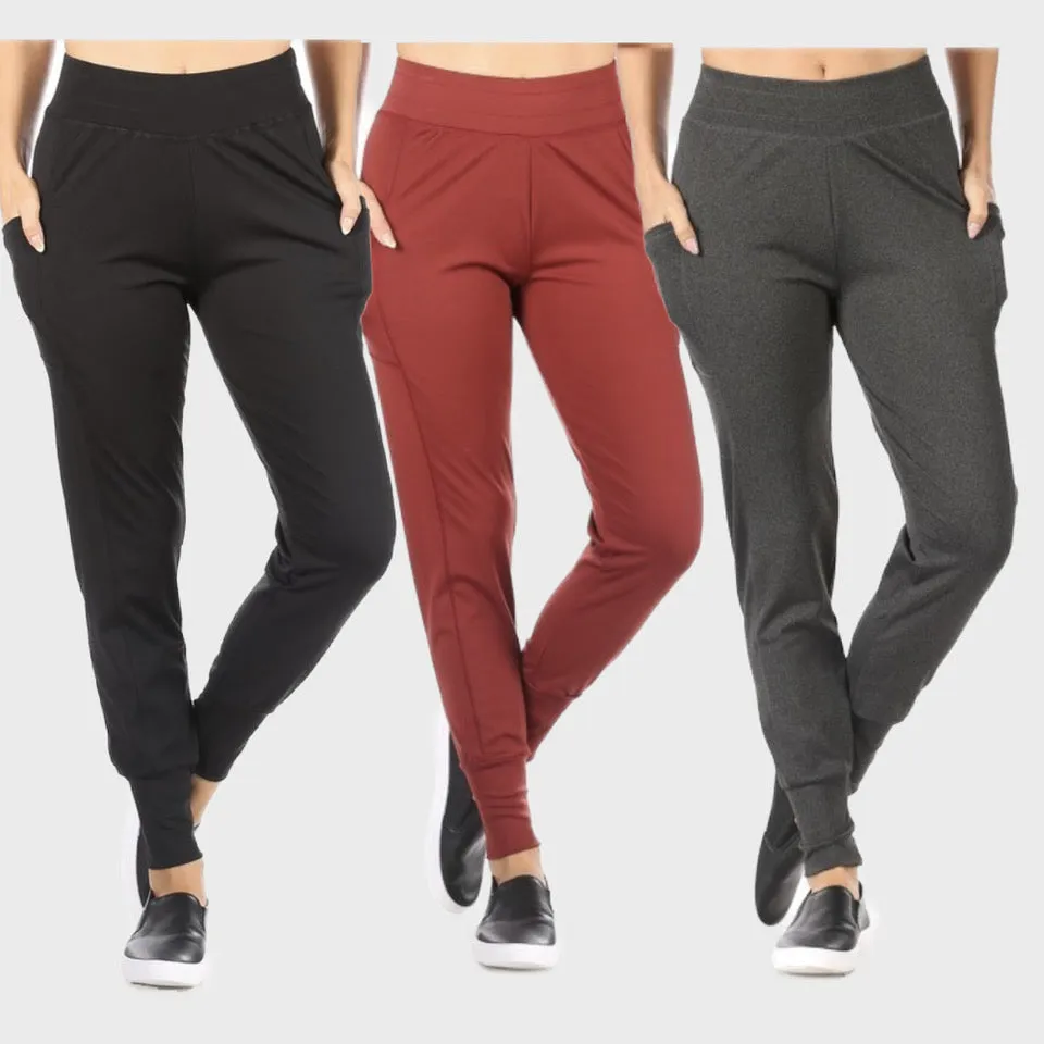 Women's Joggers Pants High Waisted Side Pockets Cuffed Hem Casual Track Pants