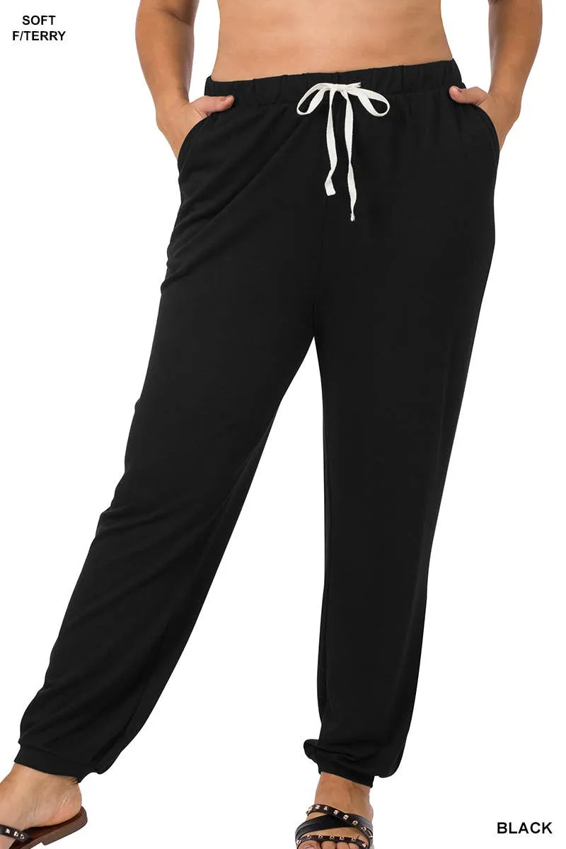 Zenana Curvy Soft French Terry Joggers (2 Colors)